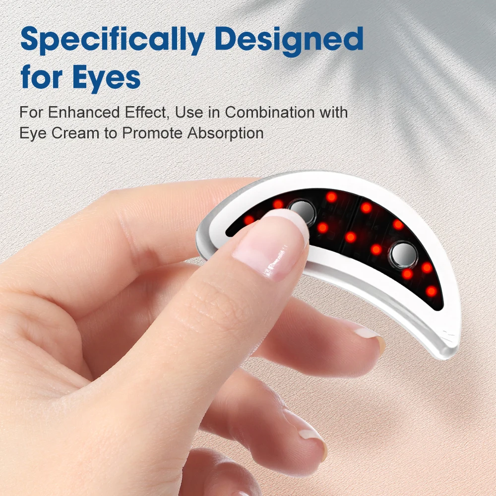 Red Light Under-Eye Patches with Gentle Pulses, 2-Pack Eye Care Device with Charging Case, 660nm 12 LEDs, 3 Levels 10-Min Timer, White
