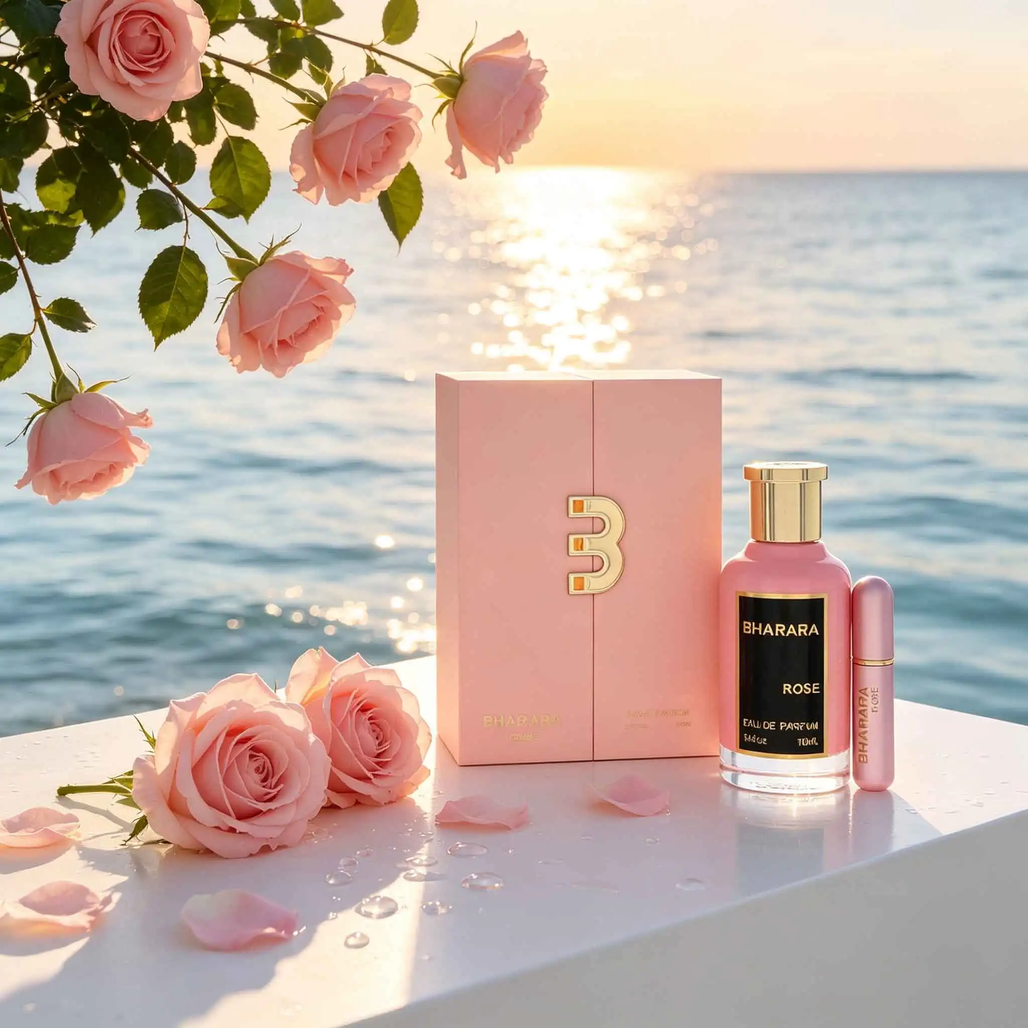 Bharara Rose Women Fragrance Gift Set, Premium Pink Gift Box With Metallic B Logo, Includes Full‑size Perfume And Travel Spray, Rich Fruity‑floral Rose Scent, Perfect Gift For Birthday And Anniversary.