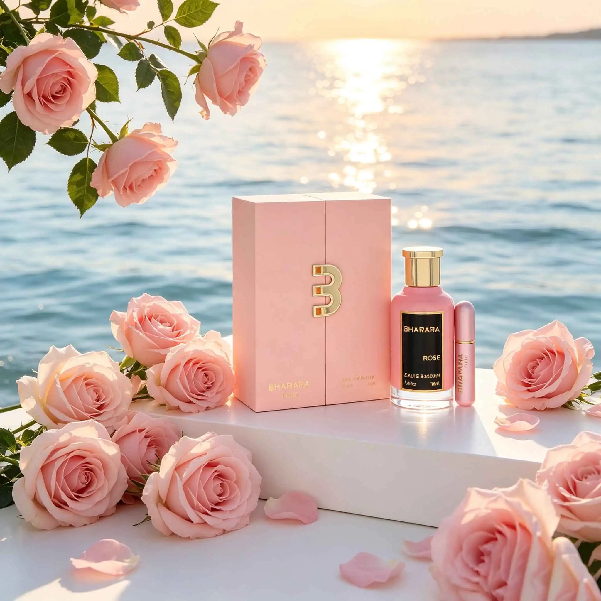 Bharara Rose Women Fragrance Gift Set, Premium Pink Gift Box With Metallic B Logo, Includes Full‑size Perfume And Travel Spray, Rich Fruity‑floral Rose Scent, Perfect Gift For Birthday And Anniversary.
