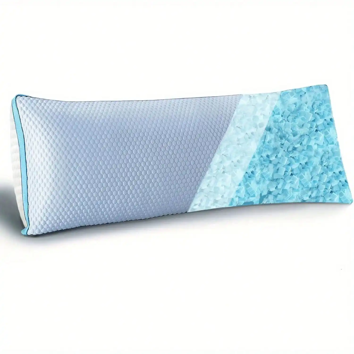 Shredded Blue Cooling Body Pillow For Adults - 20x54 Inch Washable Pillowcase With Pillow Insert