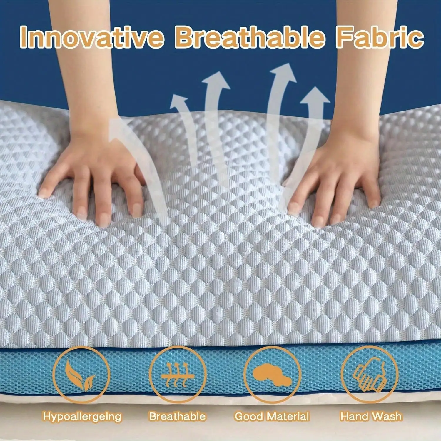Shredded Blue Cooling Body Pillow For Adults - 20x54 Inch Washable Pillowcase With Pillow Insert