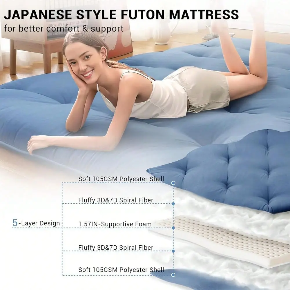 Bedroom Japanese Floor Mattress, Futon Mattress, Roll Up Mattress For Floor Tatami Mat, Sleeping Mat Camping Mattress Pad For D