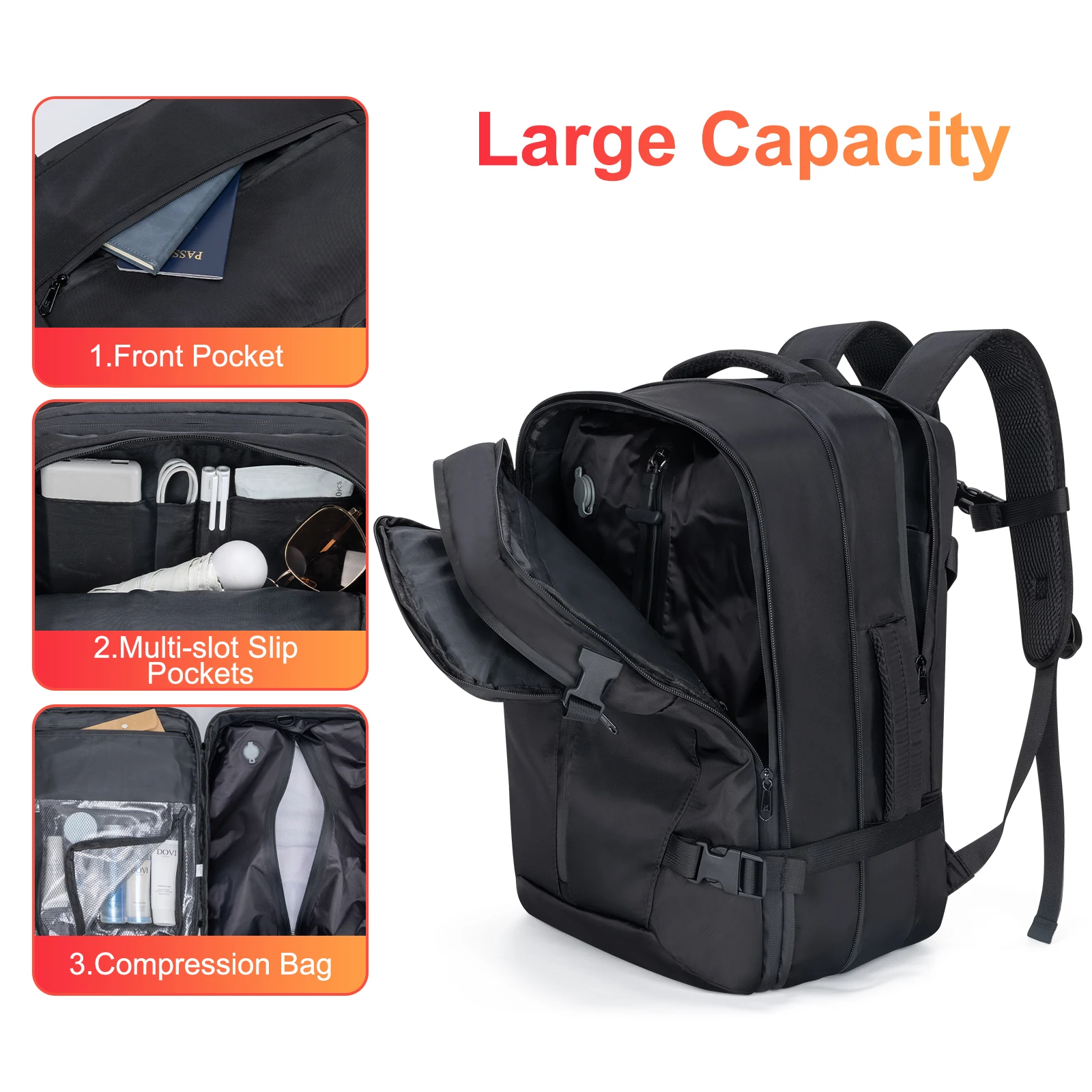 Kabaqoo 60L Expandable Vacuum Compression Bag Vacuum Backpack For Travel Water Resistant with Electric Vacuum Pump