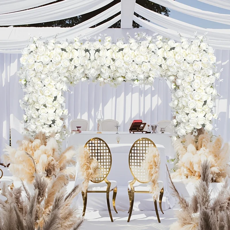 1pc Long Rose Arch Wedding Stage Flower Garland - Realistic Artificial Rose Trail with End-to-End Flowering Branches for Wedding Aisle Decor, Prom, Quinceañera - & Setup (39.37inch)