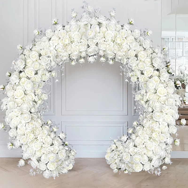 1pc Long Rose Arch Wedding Stage Flower Garland - Realistic Artificial Rose Trail with End-to-End Flowering Branches for Wedding Aisle Decor, Prom, Quinceañera - & Setup (39.37inch)