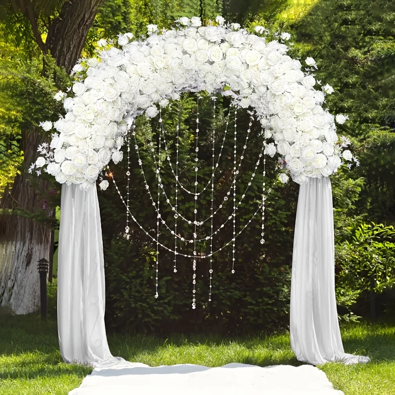 1pc Long Rose Arch Wedding Stage Flower Garland - Realistic Artificial Rose Trail with End-to-End Flowering Branches for Wedding Aisle Decor, Prom, Quinceañera - & Setup (39.37inch)