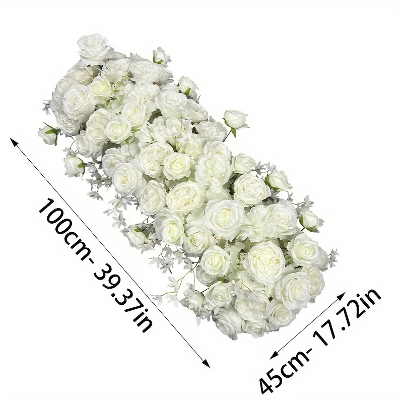 1pc Long Rose Arch Wedding Stage Flower Garland - Realistic Artificial Rose Trail with End-to-End Flowering Branches for Wedding Aisle Decor, Prom, Quinceañera - & Setup (39.37inch)