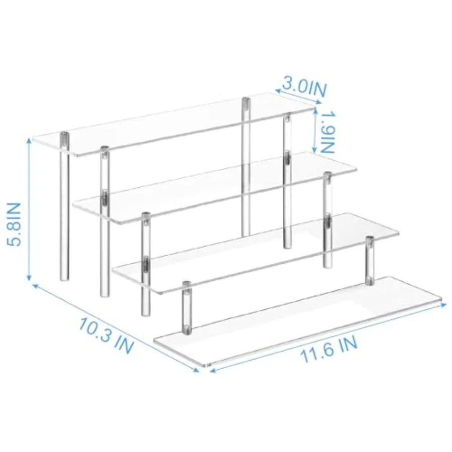 4 Tier Acrylic Perfume Organizer Stand, Clear Display Risers for Perfume, Cologne, Cosmetic, Skincare, Funko POP, Dessert Displ
