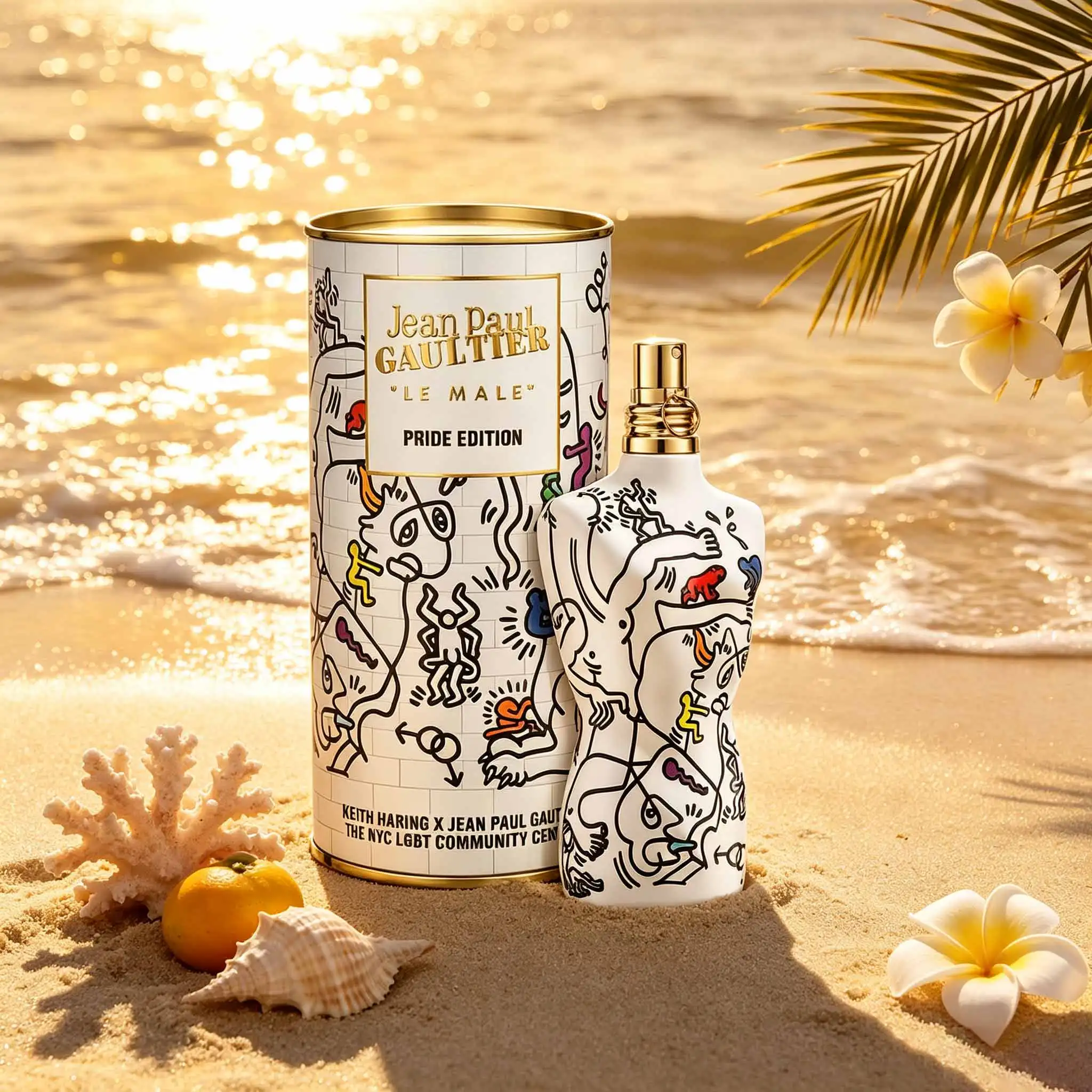 Jean Paul Gaultier Le Male Pride Edition, Keith Haring Art‑Graffiti Collaborative Limited Perfume. Classic Fougere Scent with Mint, Lavender, Vanilla & Amber. Complete Original Graffiti Gift Tin, Collectible Men's Fragrance.
