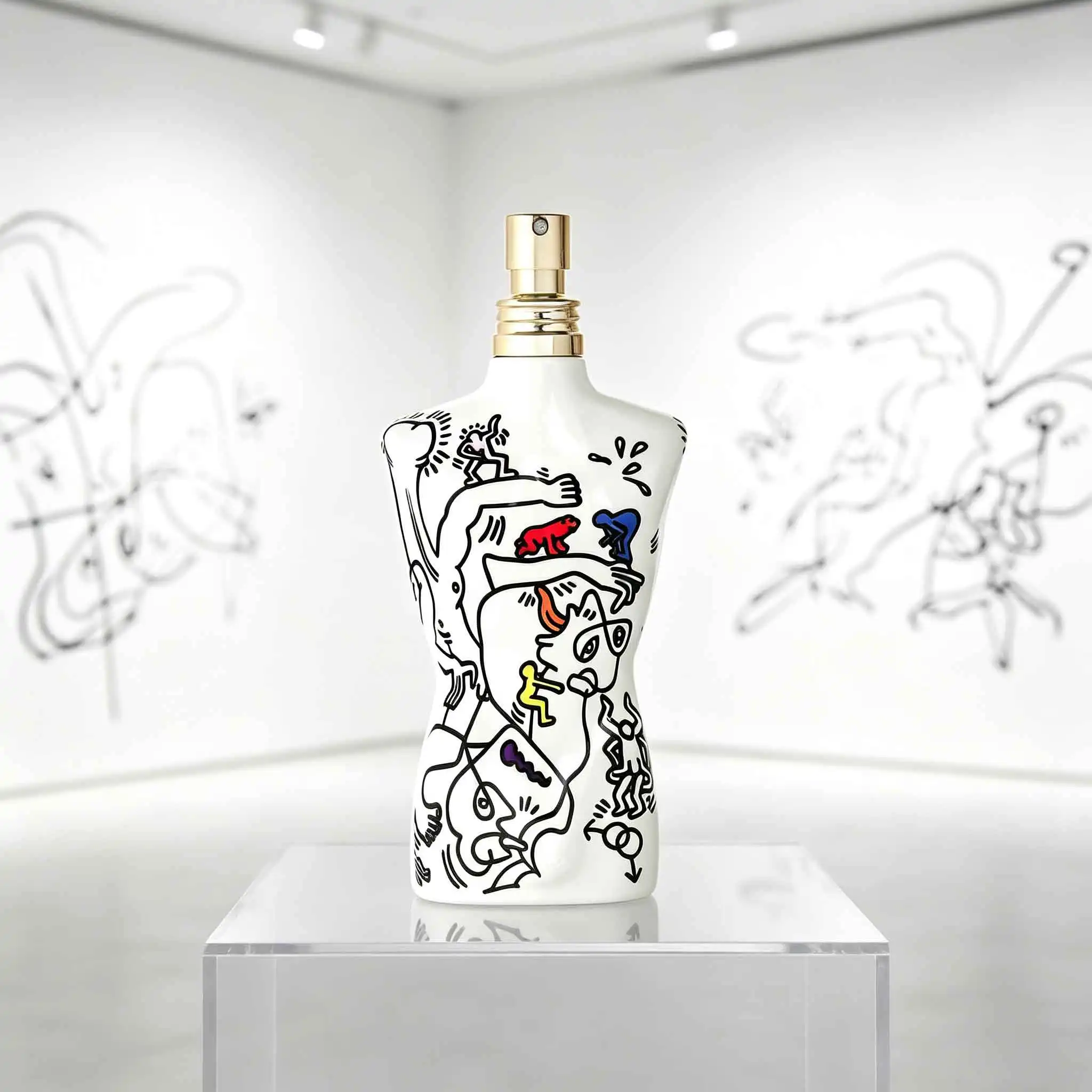 Jean Paul Gaultier Le Male Pride Edition, Keith Haring Art‑Graffiti Collaborative Limited Perfume. Classic Fougere Scent with Mint, Lavender, Vanilla & Amber. Complete Original Graffiti Gift Tin, Collectible Men's Fragrance.