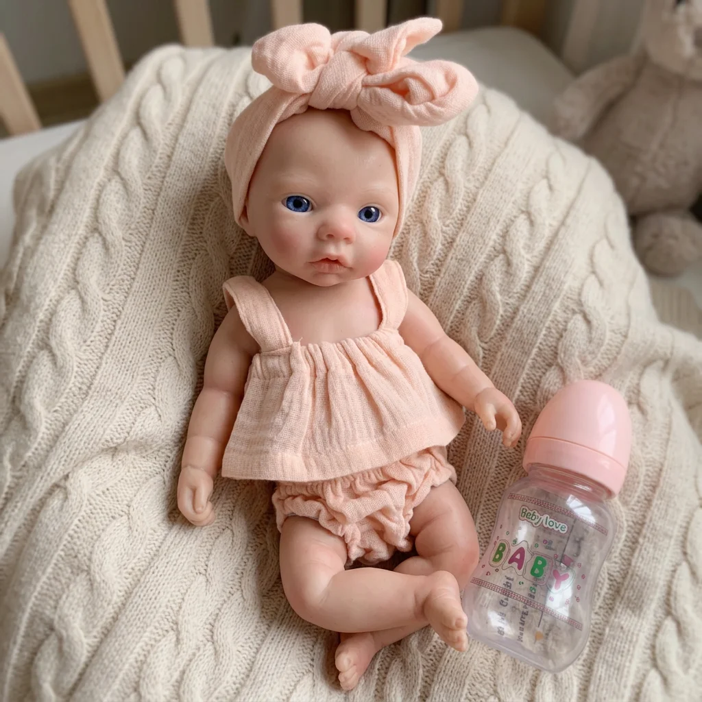 10 Inch Meadow Full Body Silicone Reborn Doll With Pink Outfit Lifelike Newborn Hand‑Painted Waterproof Collectible Art Ornament for Holiday & Birthday Gifts