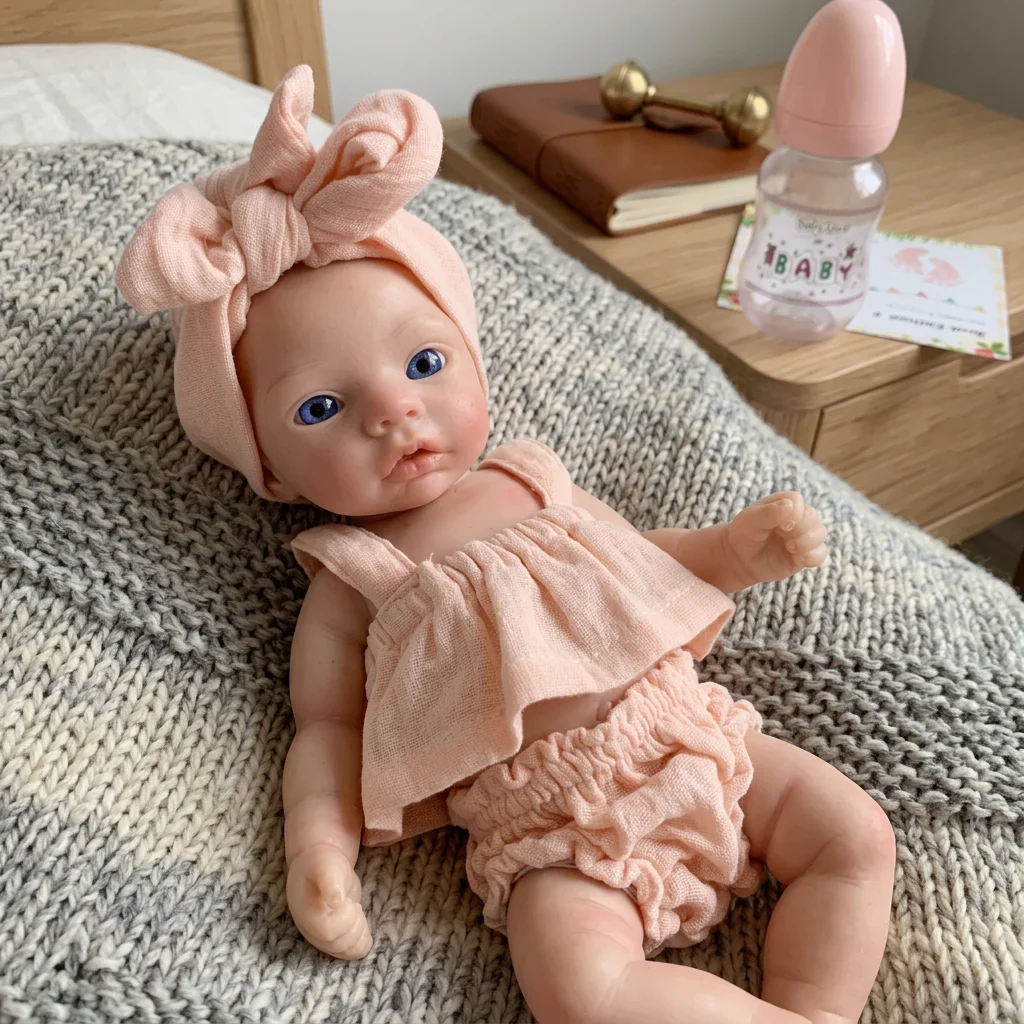10 Inch Meadow Full Body Silicone Reborn Doll With Pink Outfit Lifelike Newborn Hand‑Painted Waterproof Collectible Art Ornament for Holiday & Birthday Gifts