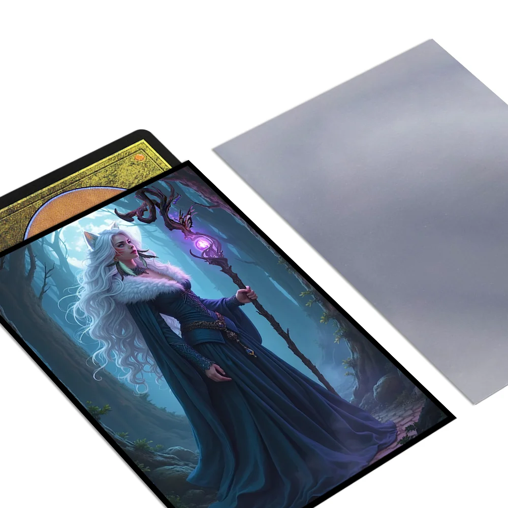 66X91mm 120pcs Clear Front & Matte Finish Back with Witch Standard Size Art Anime Card Sleeves for MTG/PTCG/TCG Game Top Loading Board Game Trading Card Protector