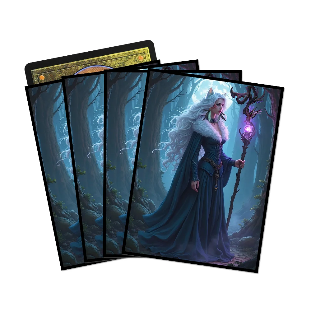 66X91mm 120pcs Clear Front & Matte Finish Back with Witch Standard Size Art Anime Card Sleeves for MTG/PTCG/TCG Game Top Loading Board Game Trading Card Protector