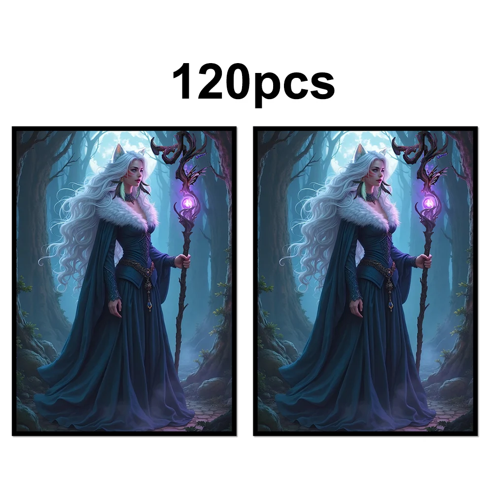 66X91mm 120pcs Clear Front & Matte Finish Back with Witch Standard Size Art Anime Card Sleeves for MTG/PTCG/TCG Game Top Loading Board Game Trading Card Protector