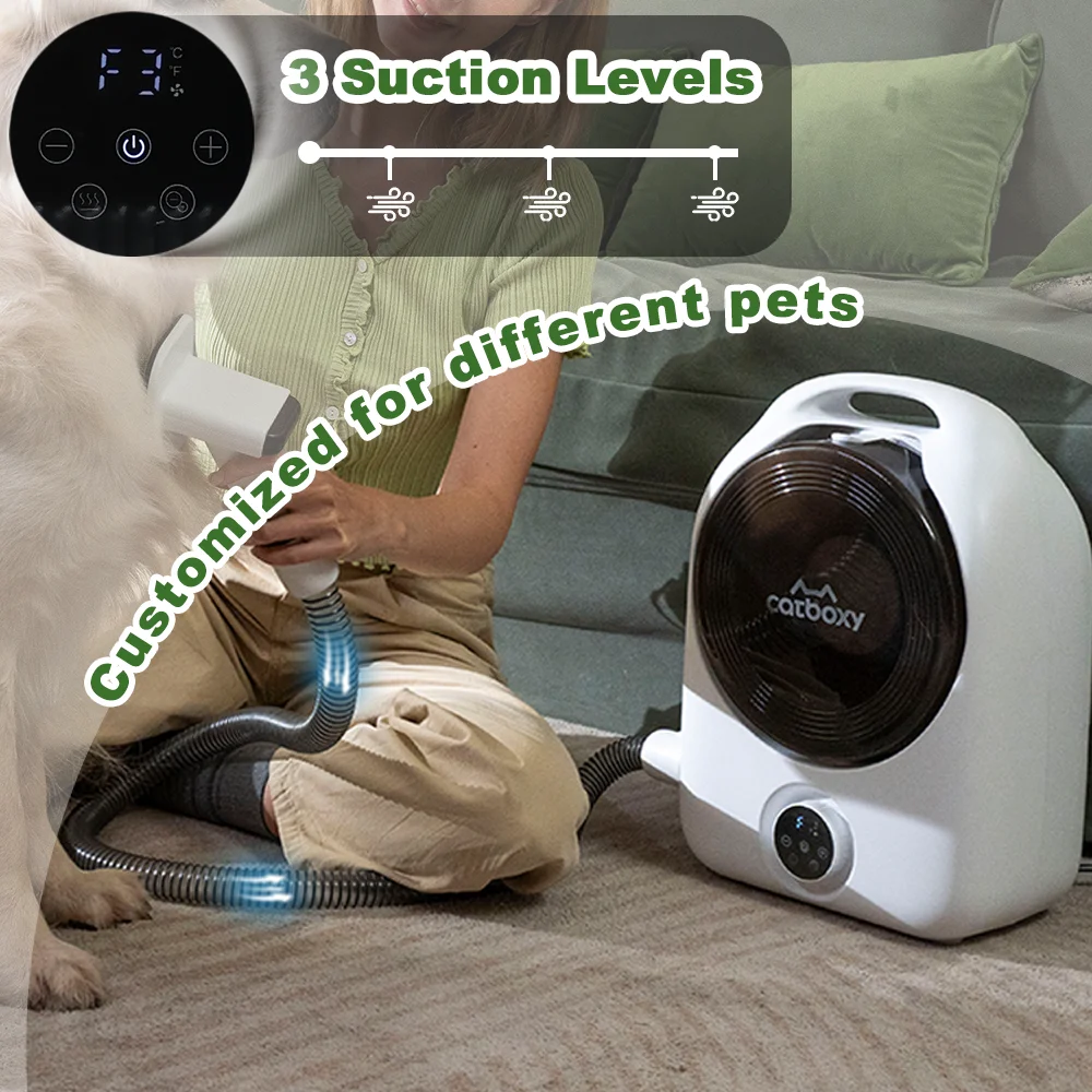 Pet Grooming Kit Cat/Dog Hair Vacuum with 2.5L Large Capacity,5 in 1 Professional Pet Blow&Suction Machine with 5 Blow Settings and 3 Suction Level, Low Noise Pet Hair Cleaner for All Hair Type