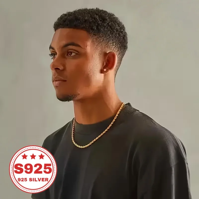 24K Gold-Plated 925 Silver 4mm Twisted Chain, Durable and Hypoallergenic, Never Fades. An Ideal Gift for Men, Women, Wives, Girlfriends, and Mothers for Anniversaries, Birthdays, and Special Occasions. Perfect for Christmas and Halloween