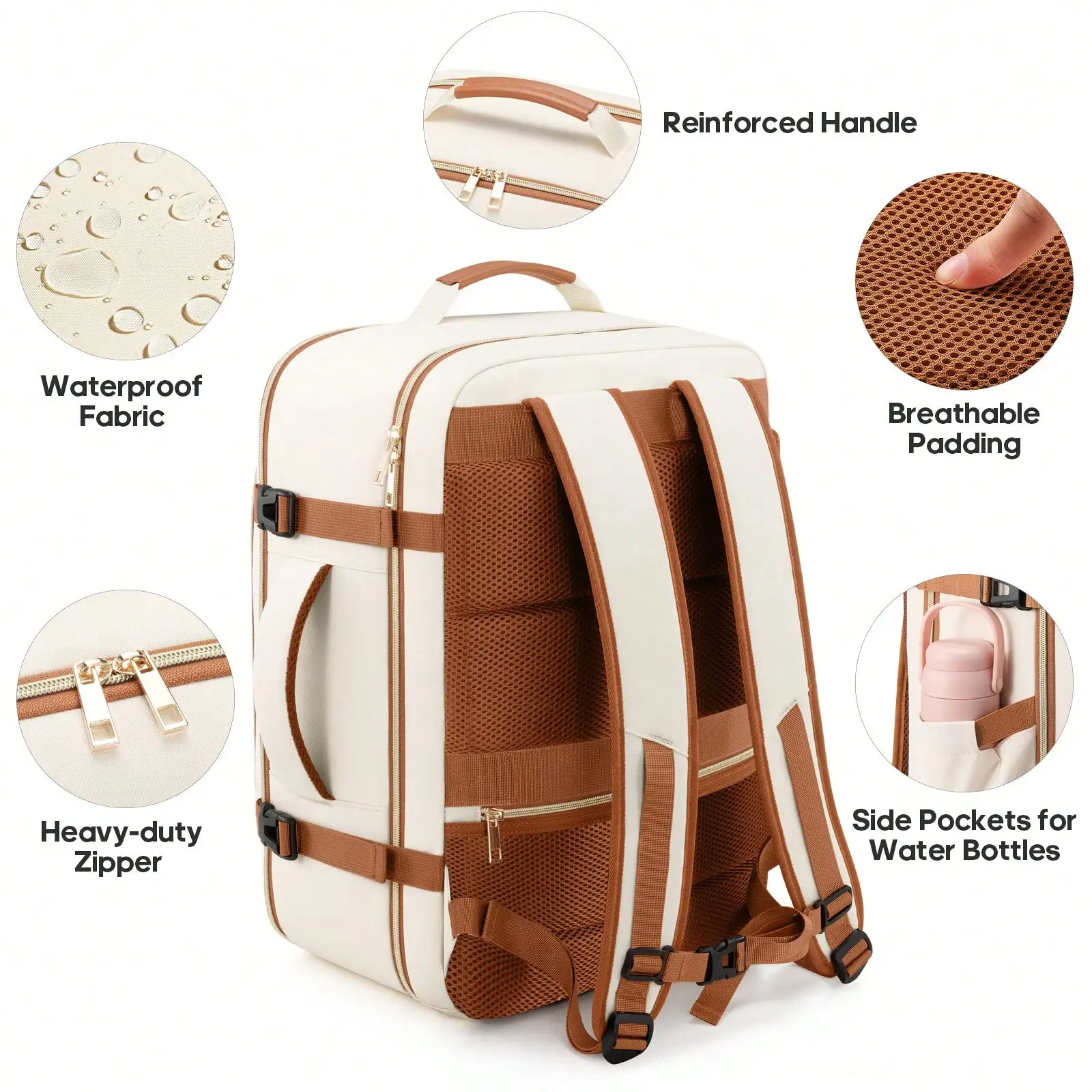 40L Travel Backpack For Women, Carry On Bag Flight Approved, Waterproof Backpack With 3 Packing Cubes, Weekender Personal Item Bags For Airplane Travel Essentials, TSA Approved