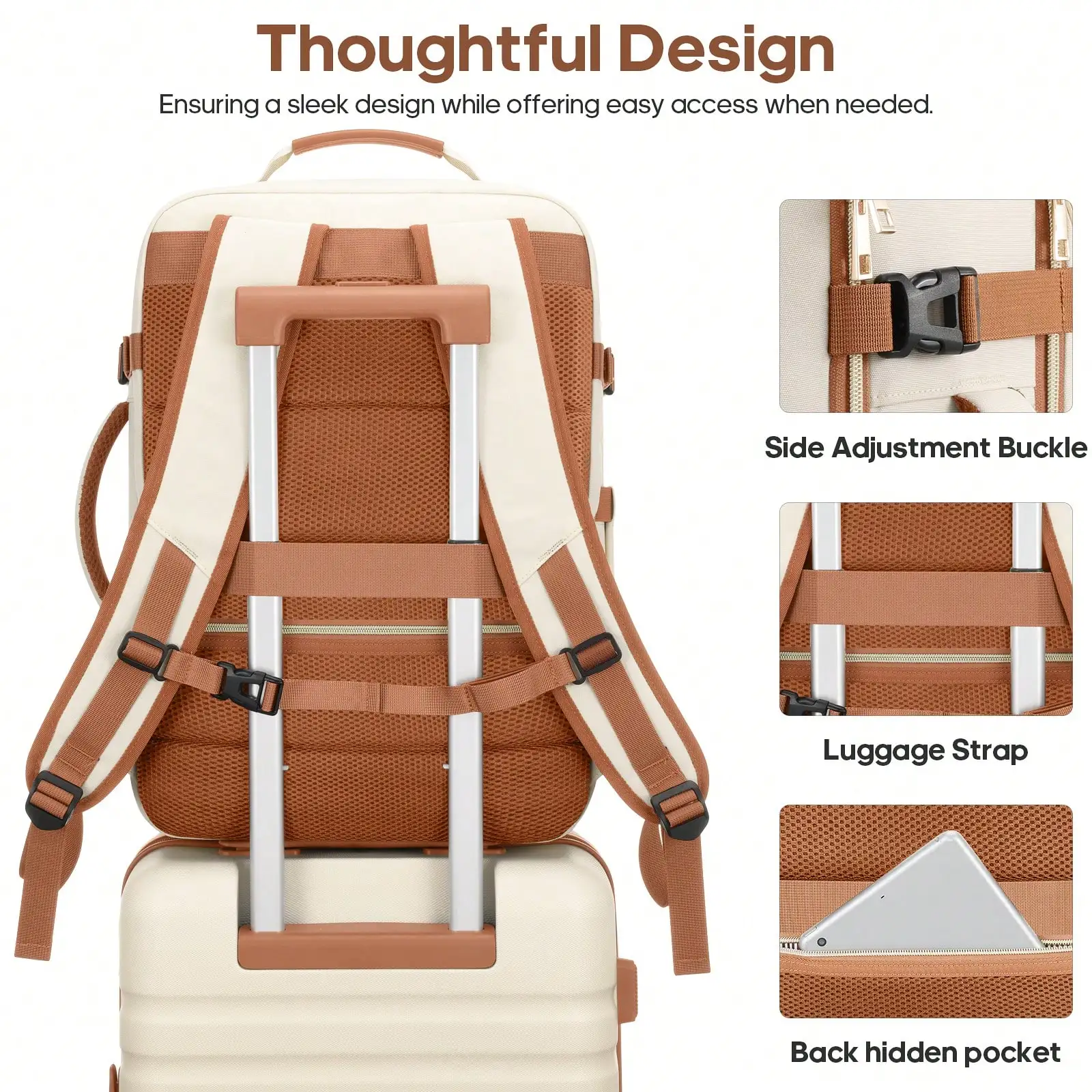 40L Travel Backpack For Women, Carry On Bag Flight Approved, Waterproof Backpack With 3 Packing Cubes, Weekender Personal Item Bags For Airplane Travel Essentials, TSA Approved