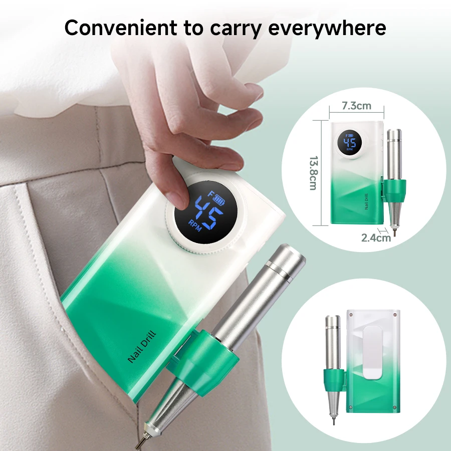 Rechargeable Nail Drill Machine, 45000RPM, 4500mAh Large‑Capacity Battery, Electric Nail File For Gel Nail Removal, Cuticle Removing, Callus Polishing, Manicure & Pedicure Tool For Beginners, Home & Salon Use