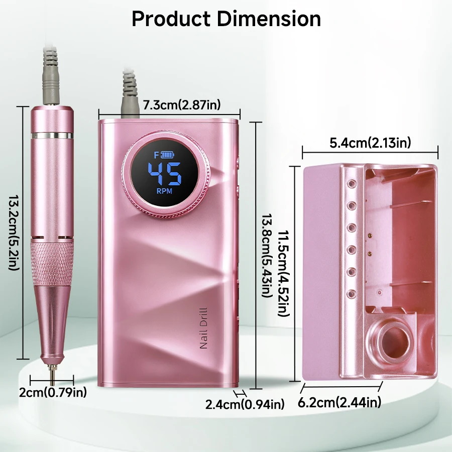 Rechargeable Nail Drill Machine, 45000RPM, 4500mAh Large‑Capacity Battery, Electric Nail File For Gel Nail Removal, Cuticle Removing, Callus Polishing, Manicure & Pedicure Tool For Beginners, Home & Salon Use