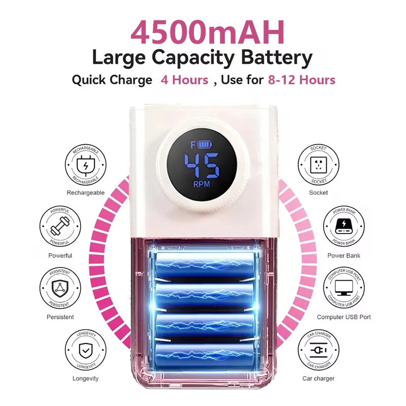 Rechargeable Nail Drill Machine, 45000RPM, 4500mAh Large‑Capacity Battery, Electric Nail File For Gel Nail Removal, Cuticle Removing, Callus Polishing, Manicure & Pedicure Tool For Beginners, Home & Salon Use