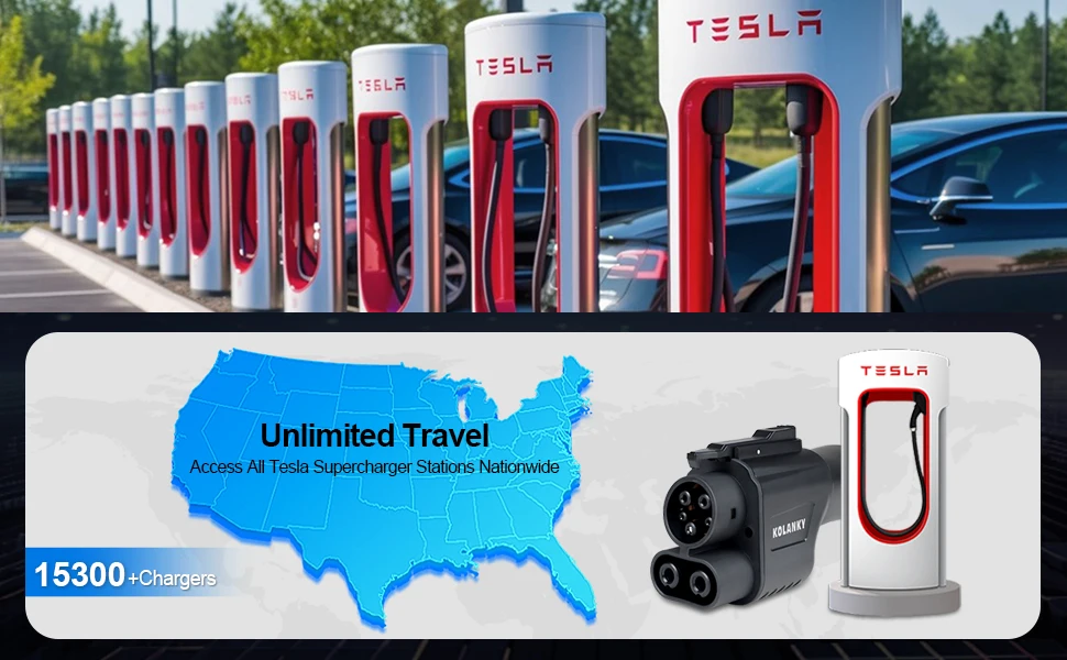 Kolanky NACS to CCS1 Supercharger Adapter 500A Fast Charge EV Superchargers Fast Charging On Public Station For CCS1 Electric Vehicle Cars