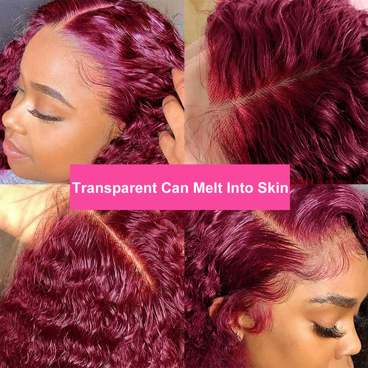 Water Wave 99J Burgundy 13x6 Lace Frontal Wig Human Hair 30 34Inch HD Lace Front Wigs Red Wine Curly Wigs PrePlucked 200 Density