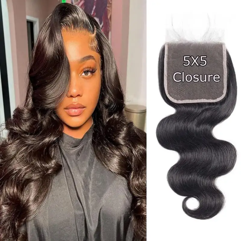Straight 5x5 Closure Human Hair Ear To Ear Transparent Frontal Lace Only5x5 HD Lace Closure Straight Body Wave 3-5 Days Delivery