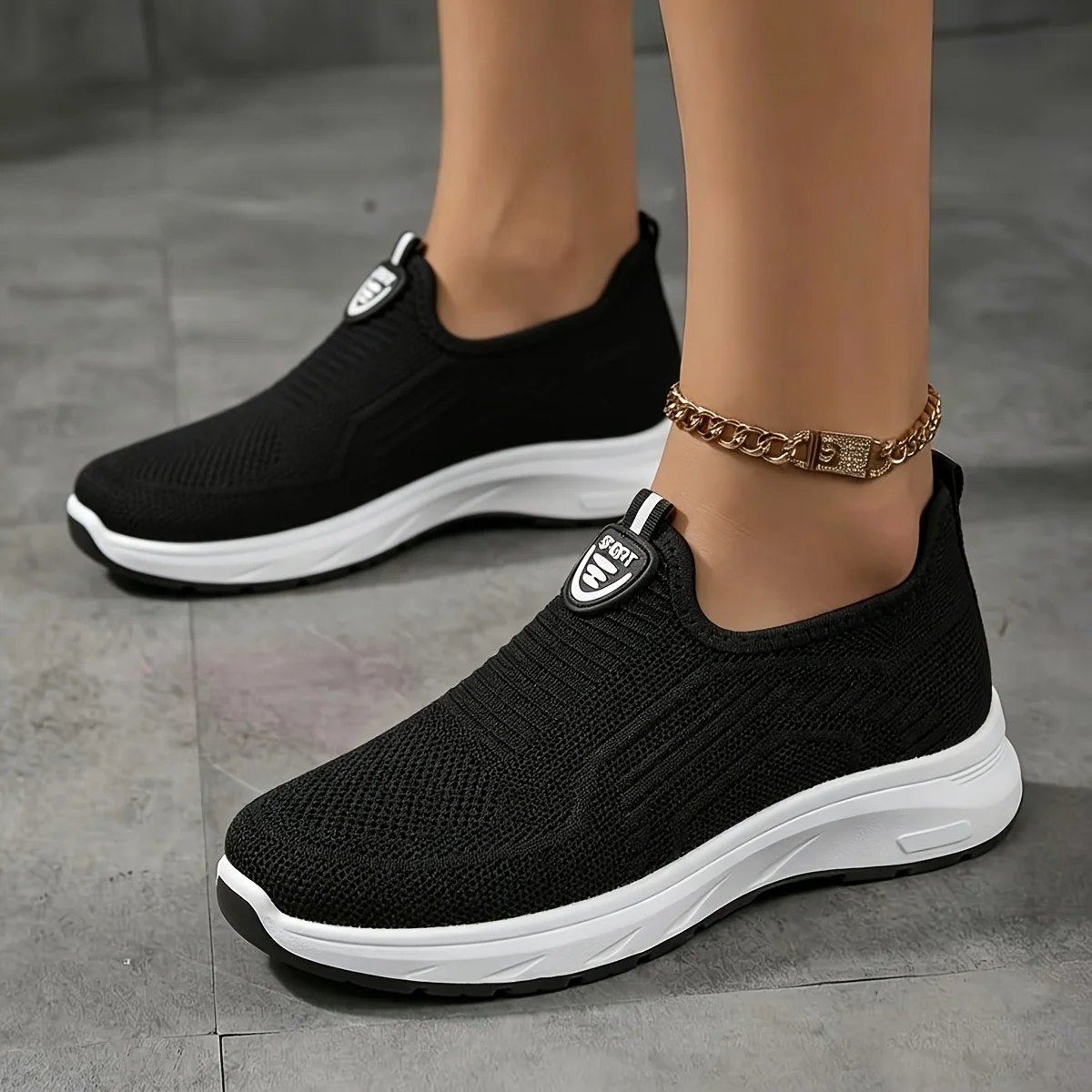 2026 New Women Slip On Walking Sneakers Breathable Flying Knit Mesh Casual Loafers Lightweight Cushion Platform Non Slip Soft Sole Comfort Athletic Footwear Multicolor Lazy Slip-in Trainers Plus Size 35-44 For Daily Shopping Gym Workout Travel Outdoor Eld