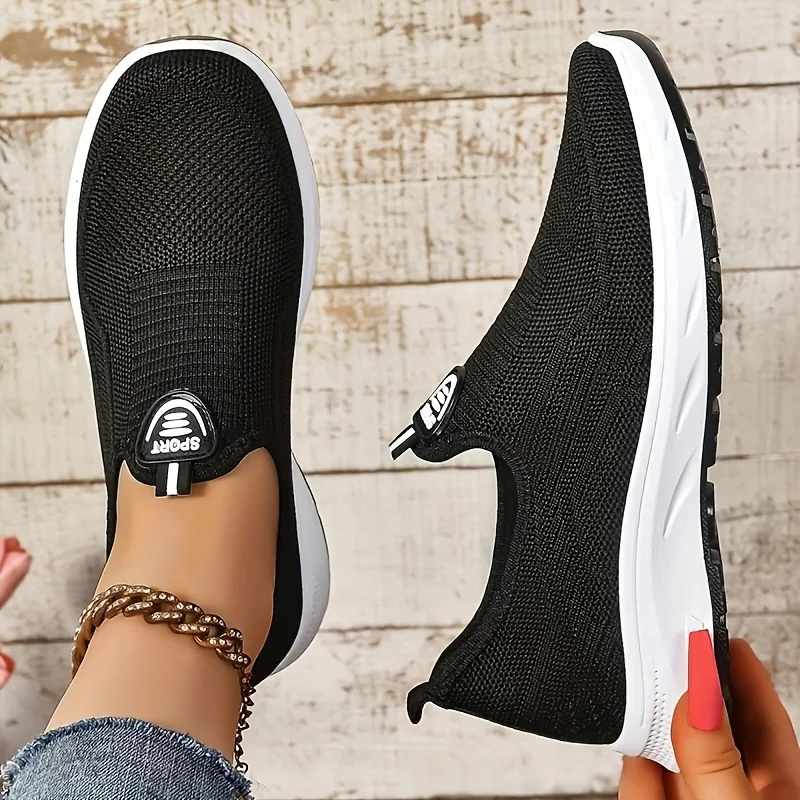 2026 New Women Slip On Walking Sneakers Breathable Flying Knit Mesh Casual Loafers Lightweight Cushion Platform Non Slip Soft Sole Comfort Athletic Footwear Multicolor Lazy Slip-in Trainers Plus Size 35-44 For Daily Shopping Gym Workout Travel Outdoor Eld