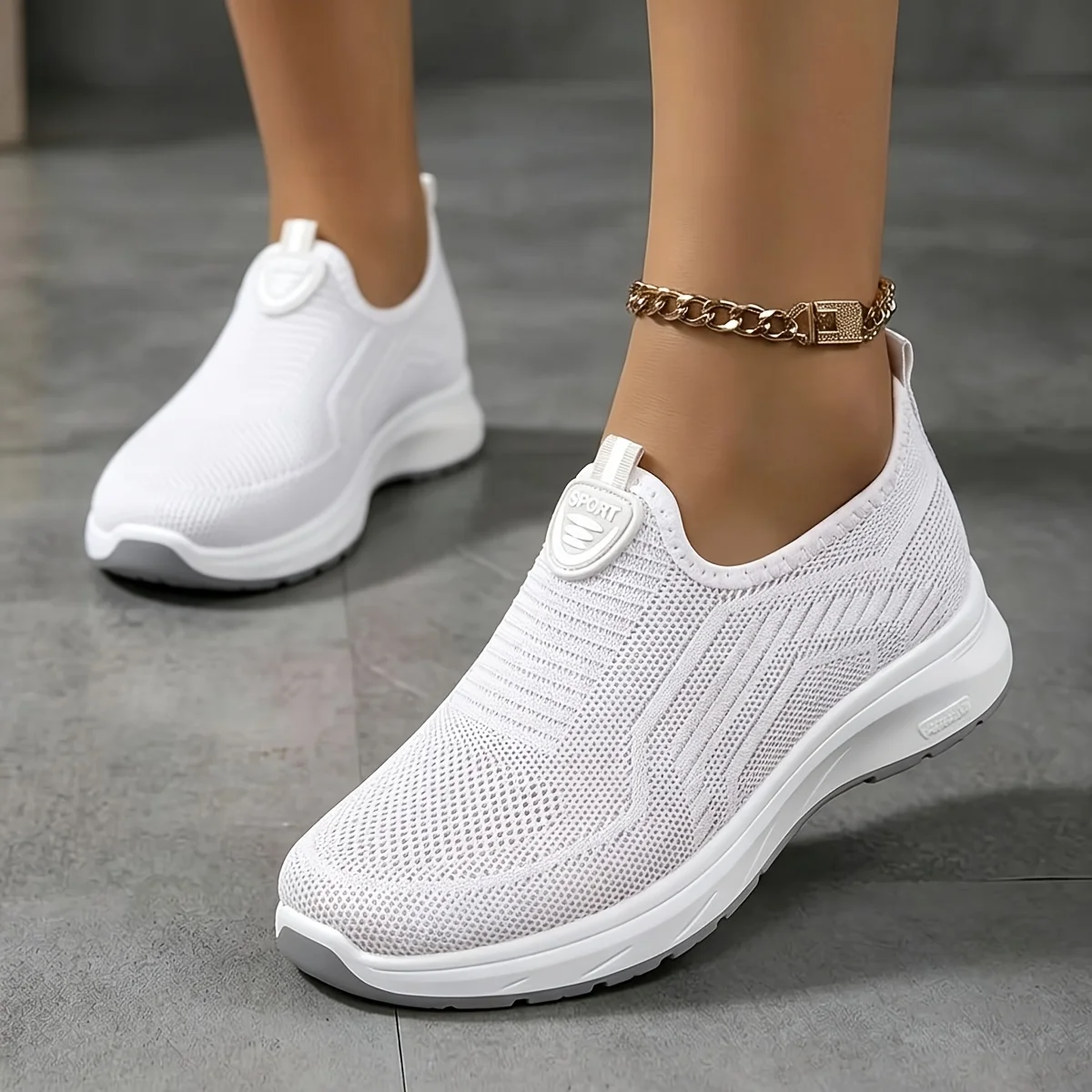 2026 New Women Slip On Walking Sneakers Breathable Flying Knit Mesh Casual Loafers Lightweight Cushion Platform Non Slip Soft Sole Comfort Athletic Footwear Multicolor Lazy Slip-in Trainers Plus Size 35-44 For Daily Shopping Gym Workout Travel Outdoor Eld
