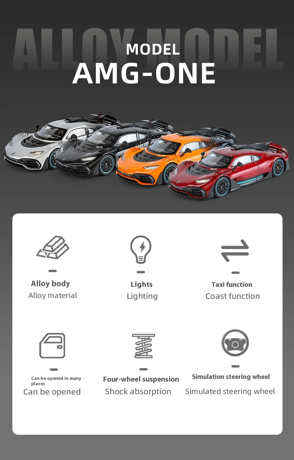 Large 1/18 Alloy Die-Cast AMG-ONE Sports Car Model Simulation Sound and Light Adult Collection Boy Birthday Gift