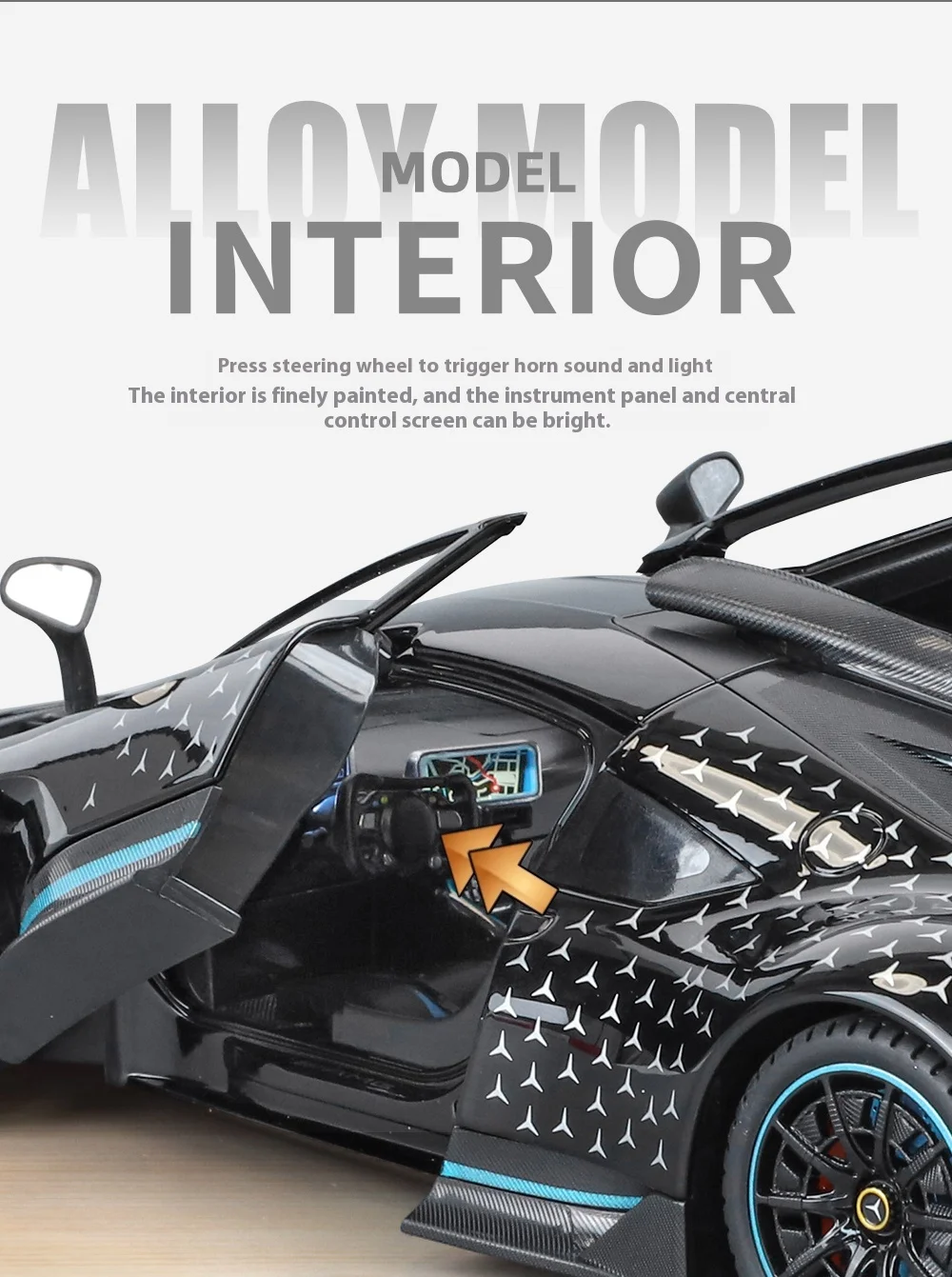 Large 1/18 Alloy Die-Cast AMG-ONE Sports Car Model Simulation Sound and Light Adult Collection Boy Birthday Gift