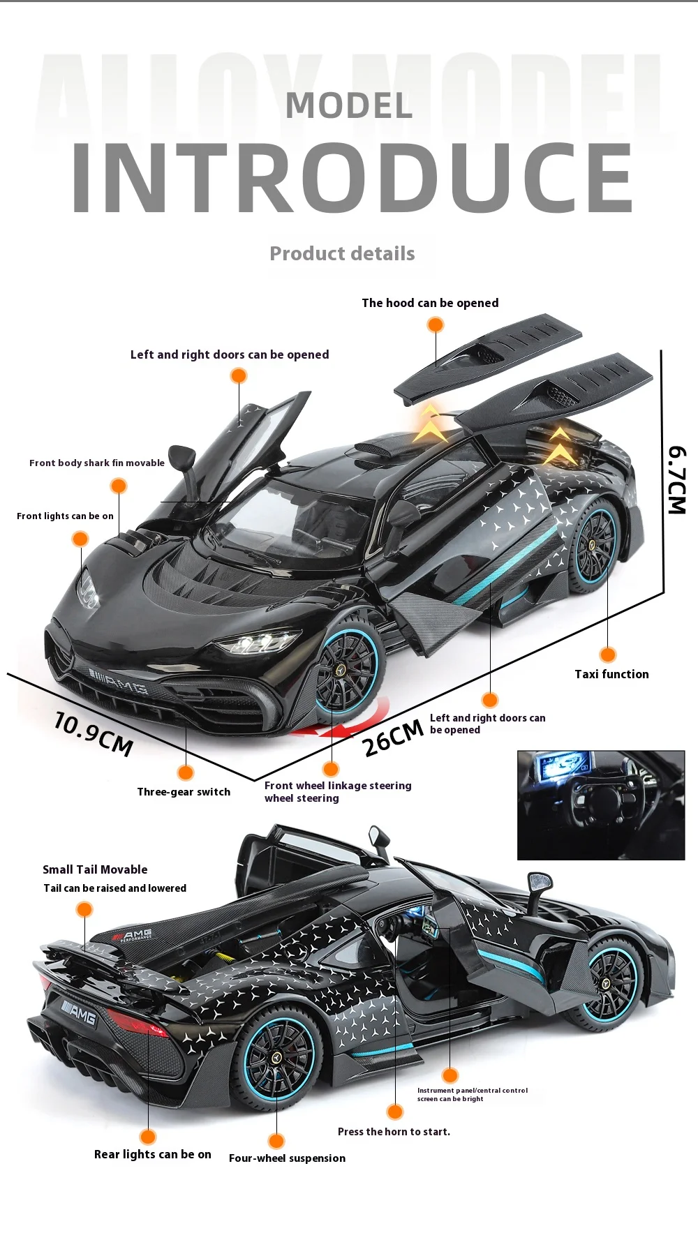 Large 1/18 Alloy Die-Cast AMG-ONE Sports Car Model Simulation Sound and Light Adult Collection Boy Birthday Gift