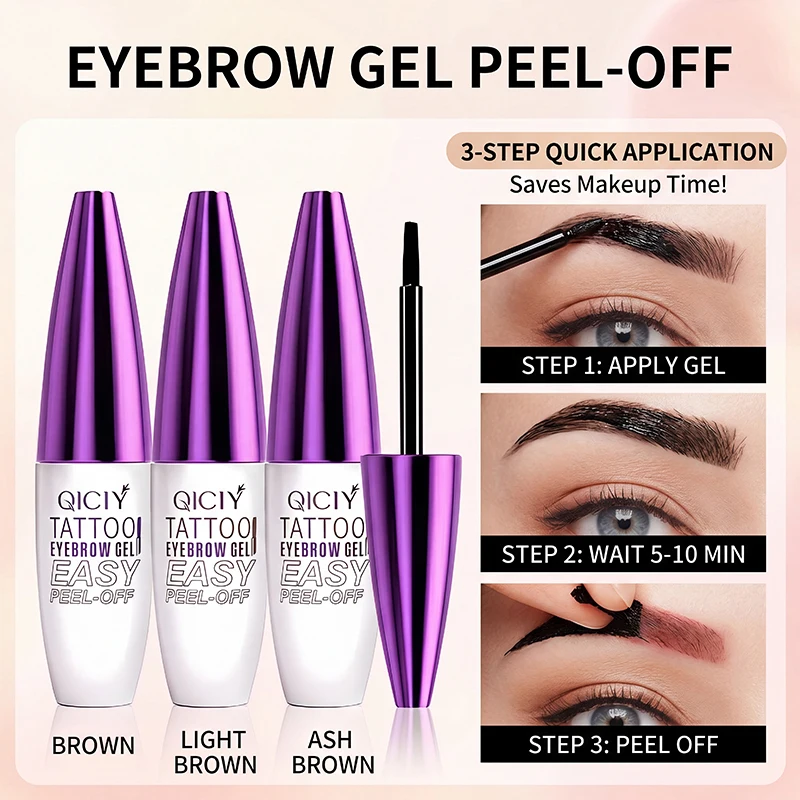1/2PCS Qiciy Peel‑Off Eyebrow Gel, Dark Brown, Light Brown And Black Color Are Optional, Lazy Diy Semi‑Permanent Peel‑Off Eyebrow Gel, Novice Friendly And Easy To Use Peel‑Off Eyebrow Products, Makeup Artist Tools, Valentine'S Day Gifts.