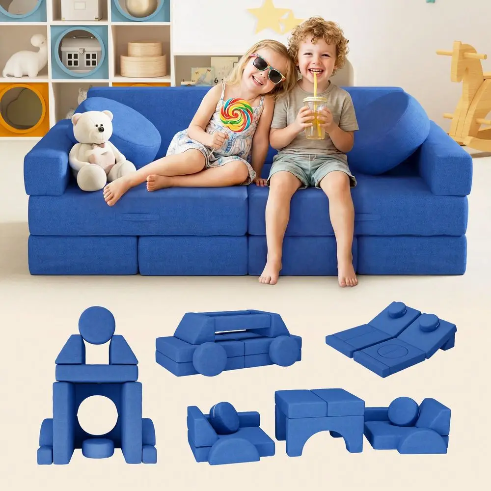 Modular Kids Play Couch Toddler Couch Fort With Washable Covers, Kids Modular Sectional Sofa For Playroom Kidsroom And Bedroom,