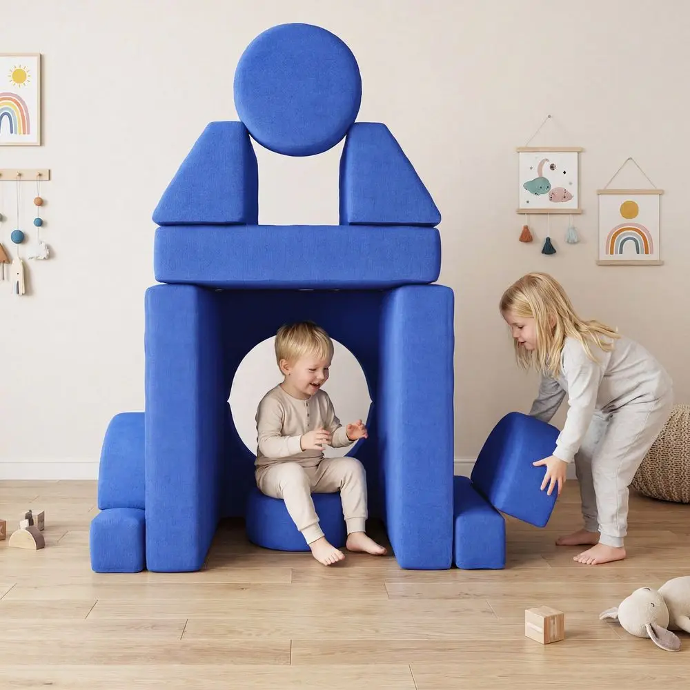 Modular Kids Play Couch Toddler Couch Fort With Washable Covers, Kids Modular Sectional Sofa For Playroom Kidsroom And Bedroom,
