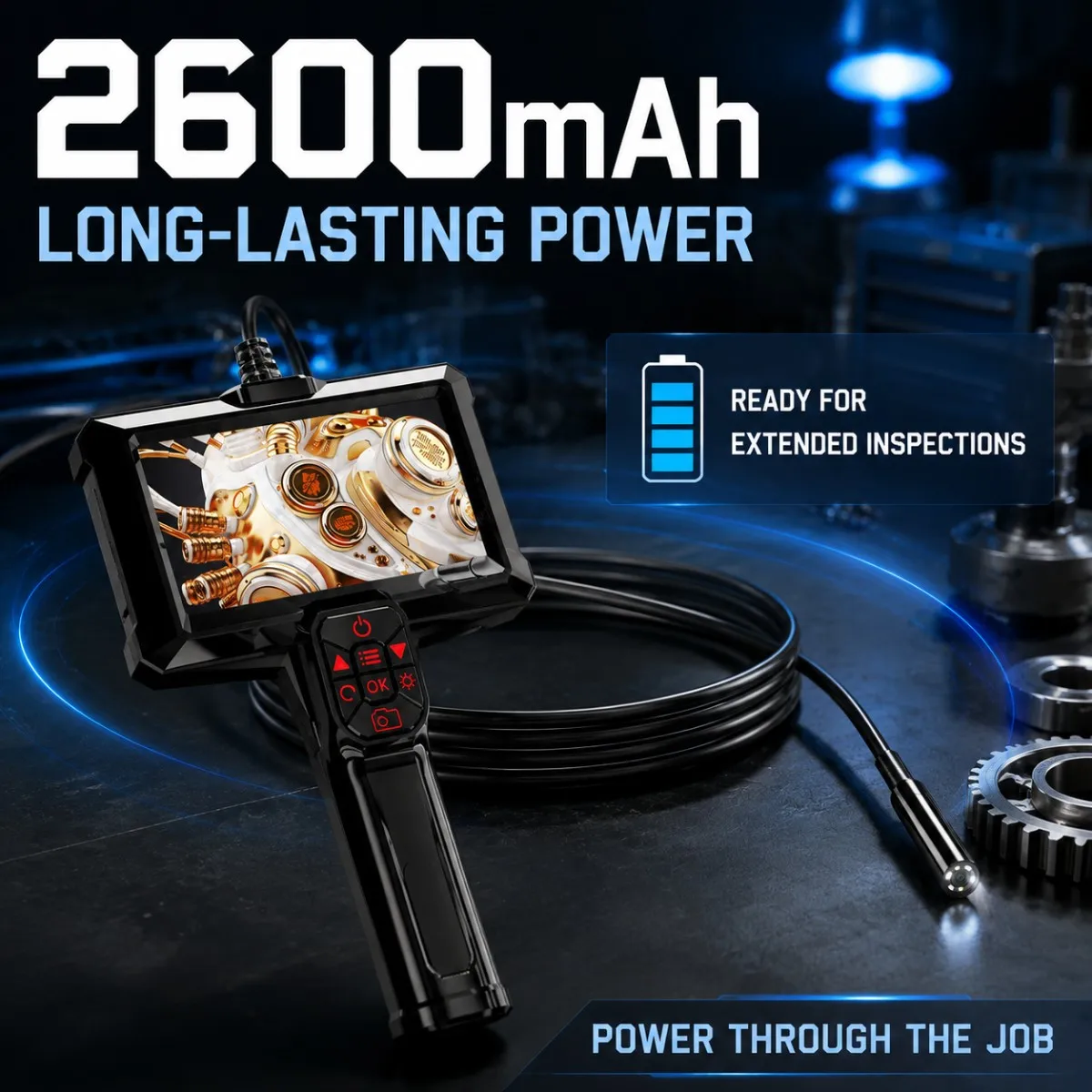 4.3‑Inch Handheld Industrial Endoscope Camera, 1080P HD Borescope with Adjustable LEDs for Sewer Pipe & Drain Inspection