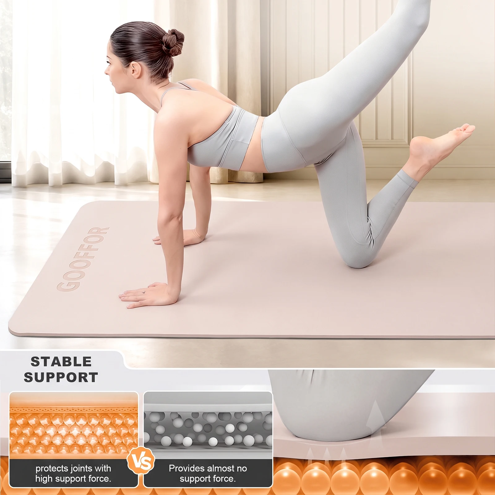 GOOFFOR Yoga Mat, Non Slip Natural Rubber Yoga Mat, Ultimate Grip