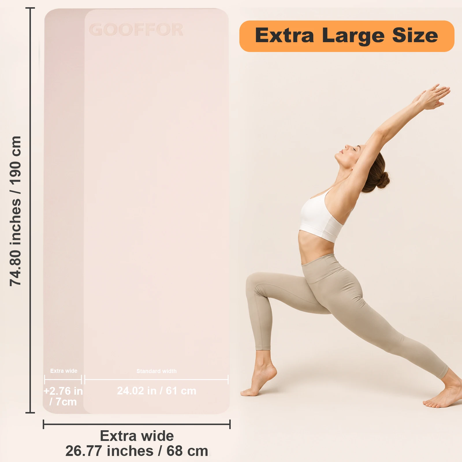 GOOFFOR Yoga Mat, Non Slip Natural Rubber Yoga Mat, Ultimate Grip
