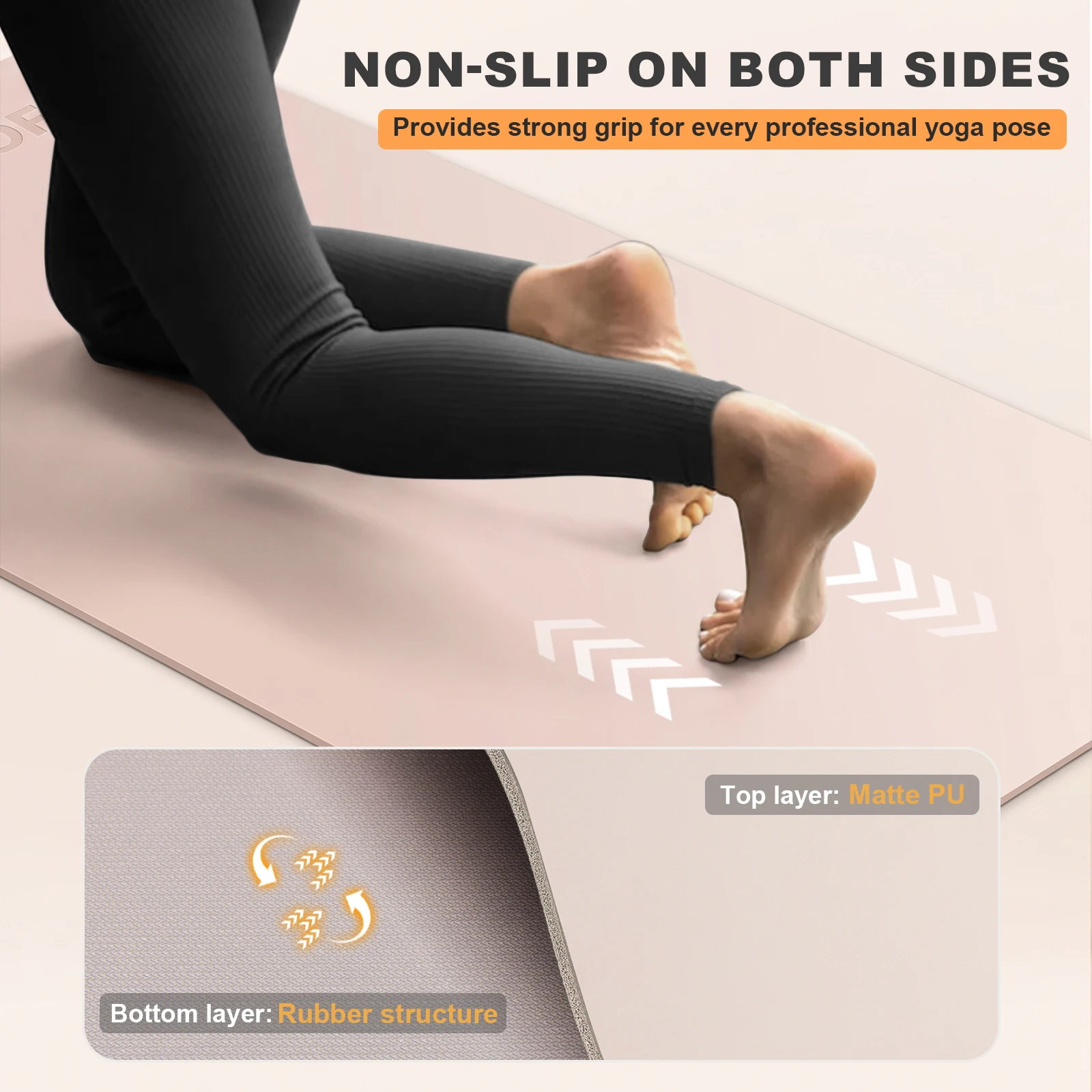 GOOFFOR Yoga Mat, Non Slip Natural Rubber Yoga Mat, Ultimate Grip