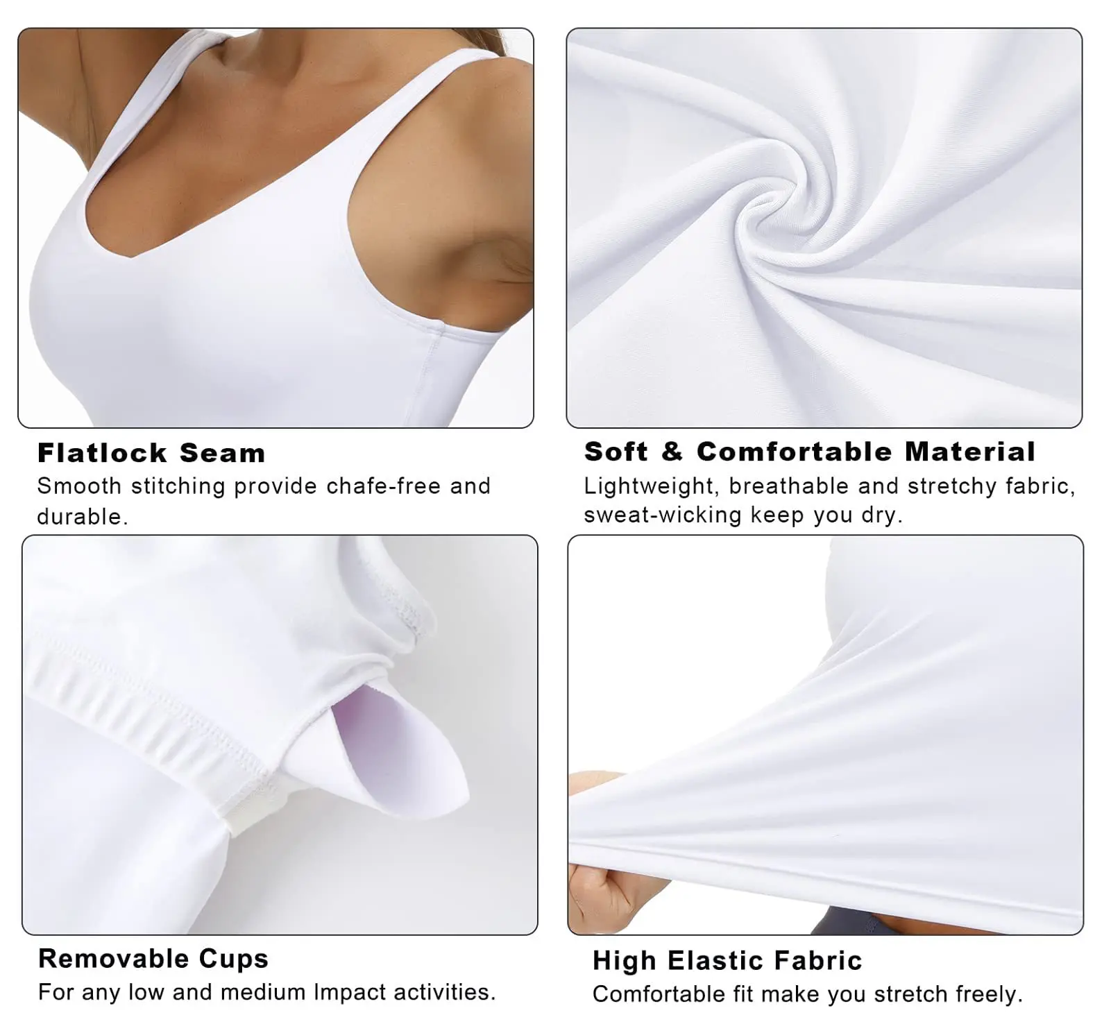 Womens' Sports Bra Longline Wirefree Padded with Medium Support Crop Tank Yoga Bras Workout Fitness Top