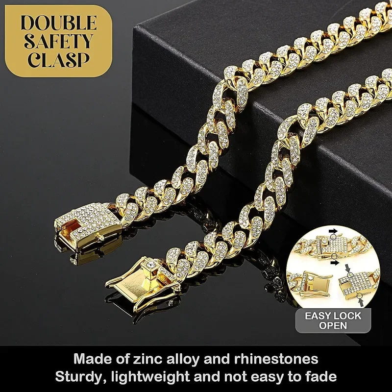 Luxury Gold Metal Dog Chain Collar Bling Pet Jewelry Necklace For Small Medium Large Dogs Cats Fashion Pet Accessory