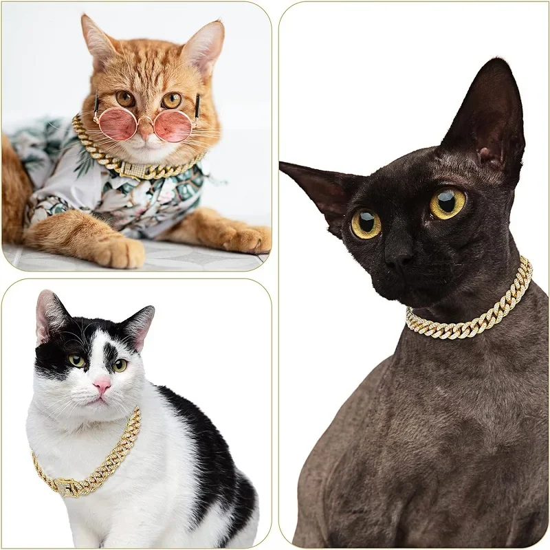 Luxury Gold Metal Dog Chain Collar Bling Pet Jewelry Necklace For Small Medium Large Dogs Cats Fashion Pet Accessory