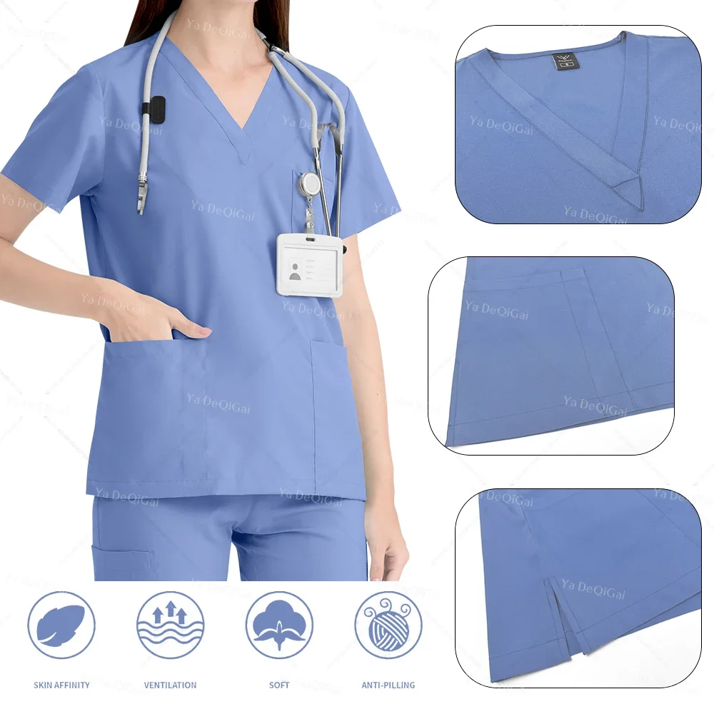 Women Pink Medical Scrubs Set Clinical Work Uniform Comfort Hospital Pharmacy Oral Dental Surgery Nurse Doctor Workwear Professional Medical Supply