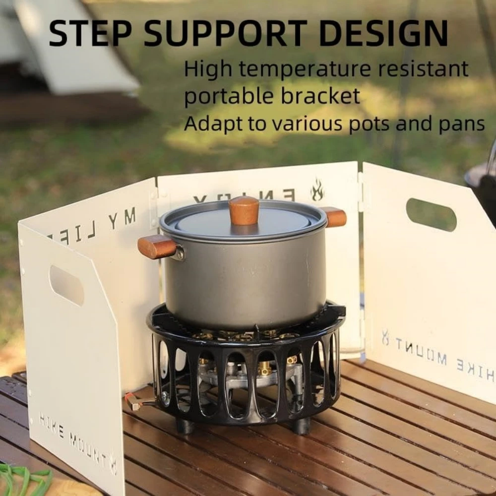 Portable Outdoor Burner Stove, 21,000-Watt Camping Backpacking Stove, Outdoor High-Flame Seven-Star Stove, with Fuel Canister Adapter and Piezo Igniter, Foldable Windproof Camping Gas Stove, Ideal for Picnics, Hiking, and Outdoor Backpacking Trips