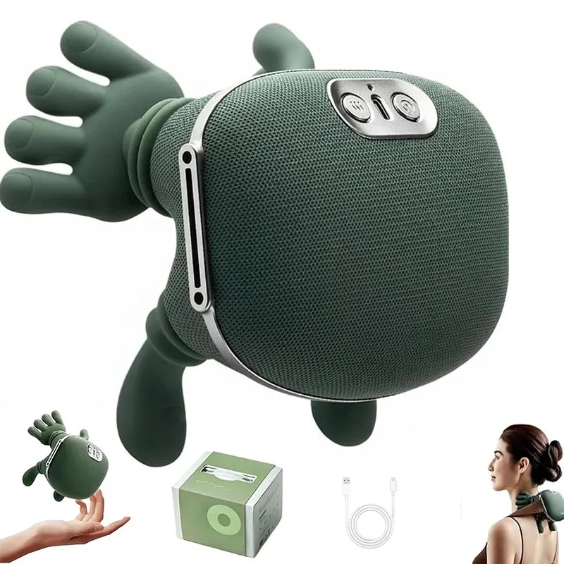 Electric Neck Massager Shoulder Massager with Heat Therapy Deep Tissue Massage Portable Rechargeable Cervical Massager for Relaxation Stress Relief Office Workers Muscle Recovery Handheld Massage Device with Human Hand Simulation Kneading Nodes Multi Mode