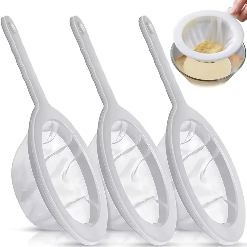 3PCS/200 Mesh Washable Nylon Ultra Fine Filter Mesh Strainer Spoon Sieve Soy Milk Juice Coffee Tea Filter Kitchen Colander