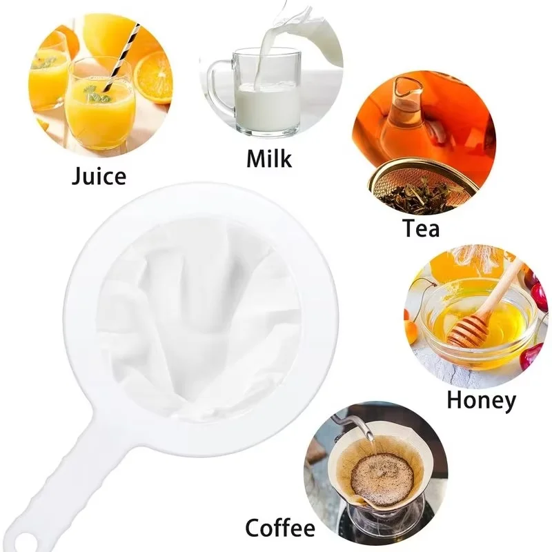 3PCS/200 Mesh Washable Nylon Ultra Fine Filter Mesh Strainer Spoon Sieve Soy Milk Juice Coffee Tea Filter Kitchen Colander